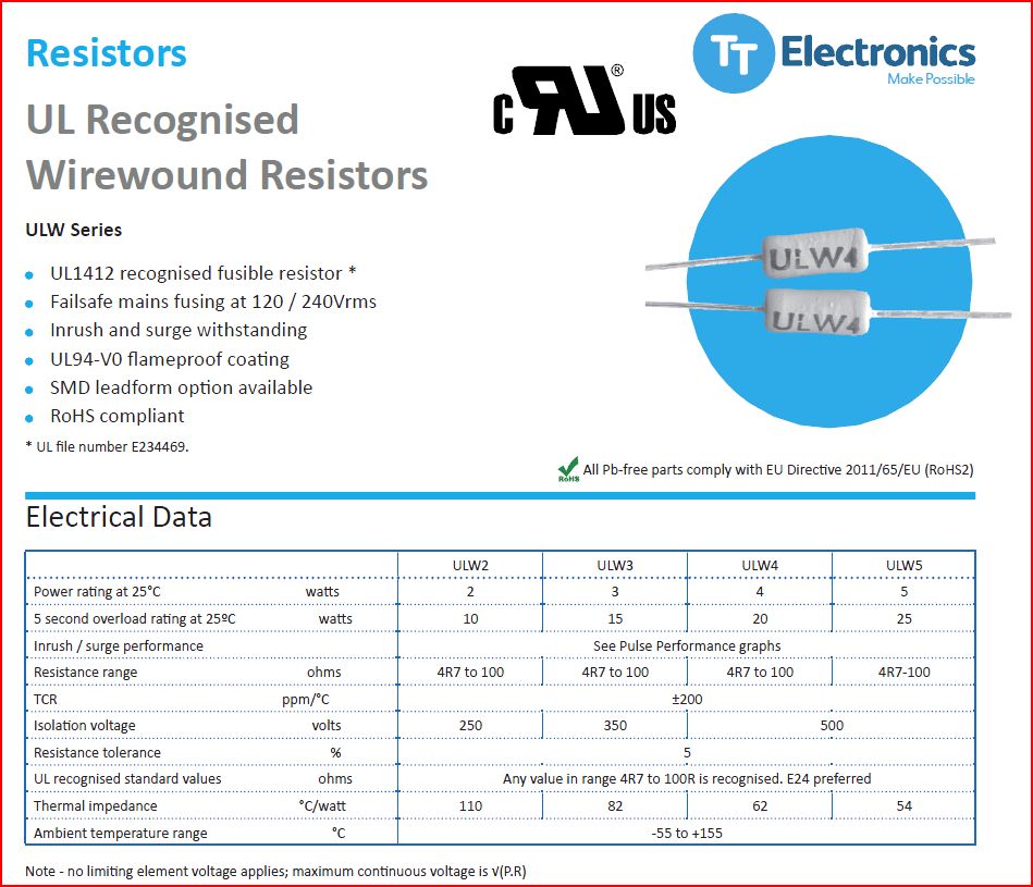 ulw3 fusible resistor
