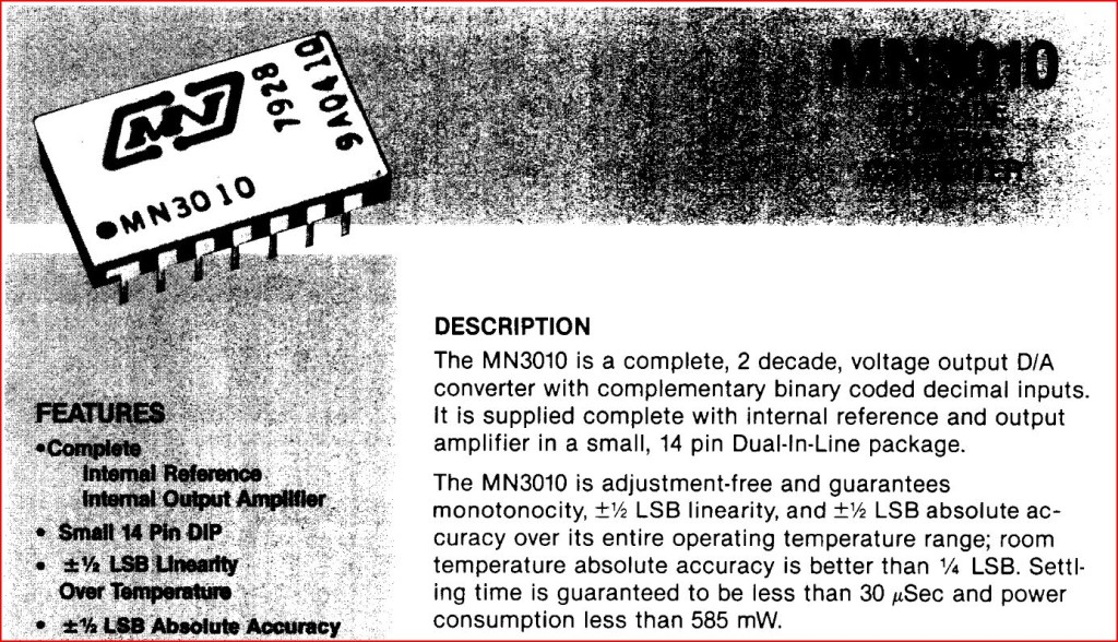 Micro Networks Corporation MN3010 DAC: long term stability test of a