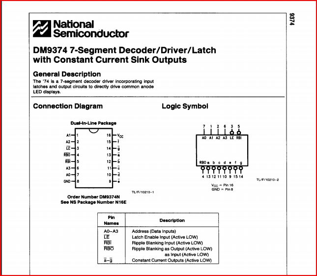 436a dm9374 7seg decoder driver latch